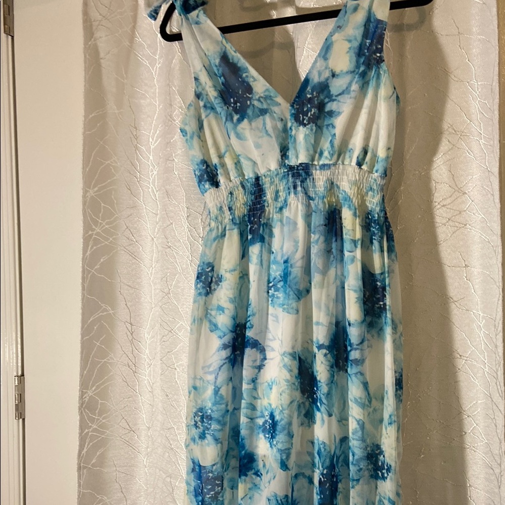 Blue Floral High Low Dress